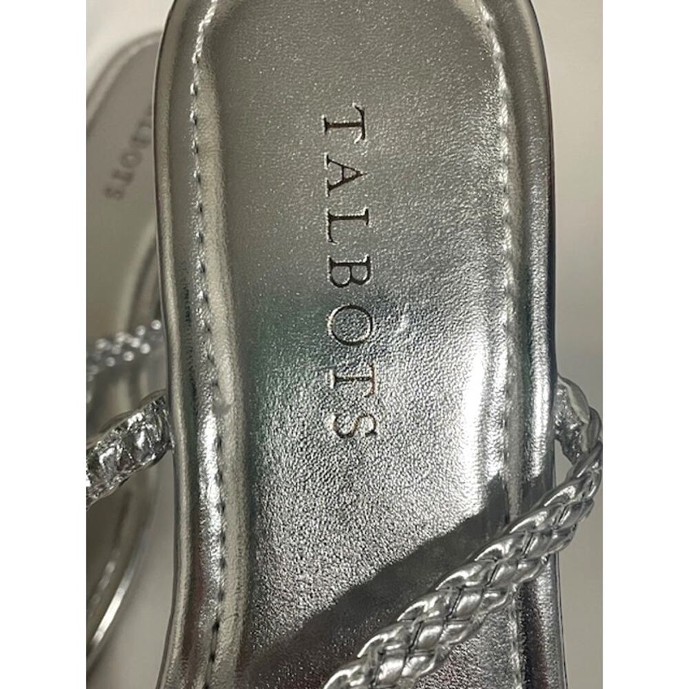 NWT Talbots Cece Thong Sandals Size 7 Womens Silver Slip On Braided Metallic - Picture 3 of 9